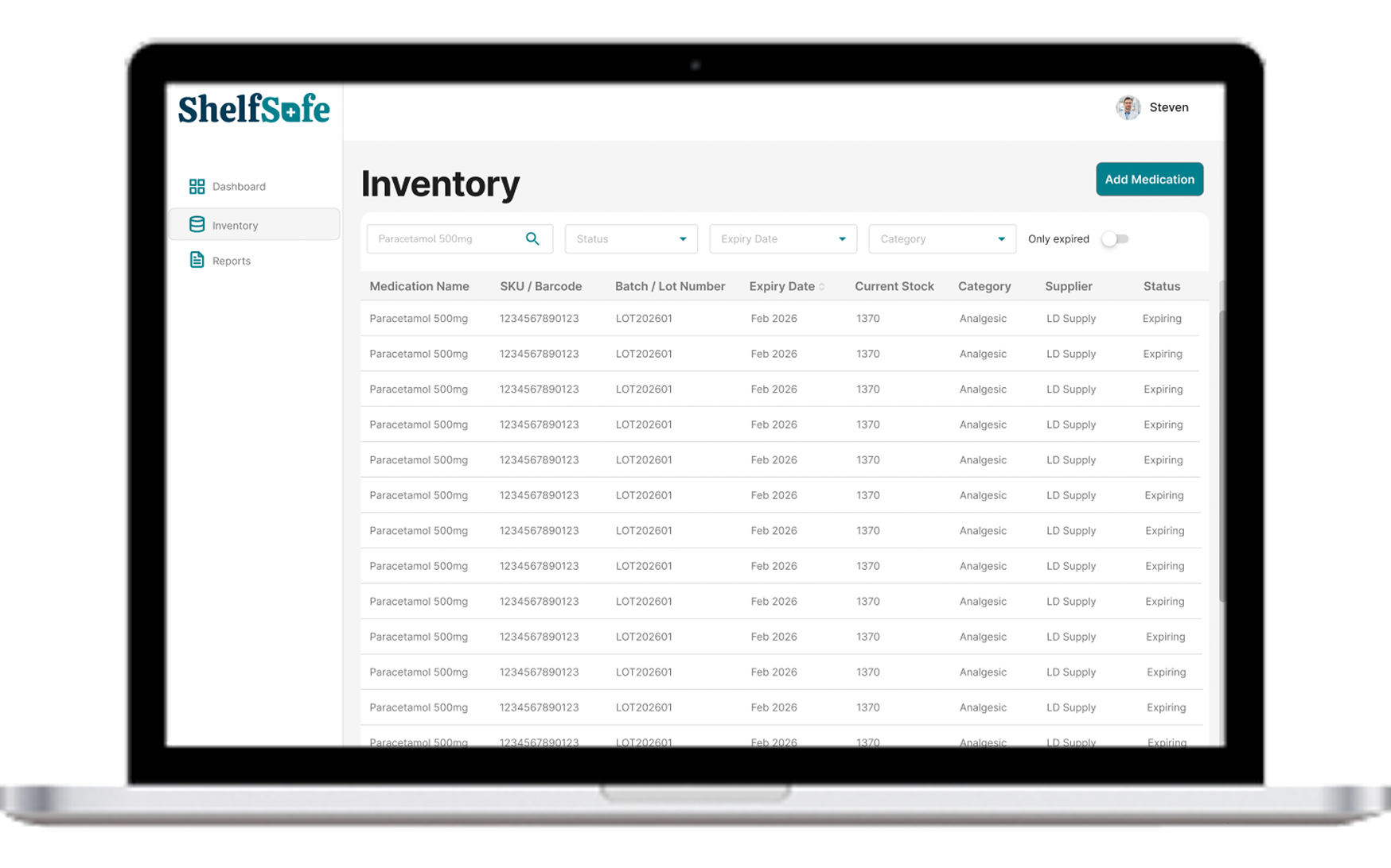 Inventory screen